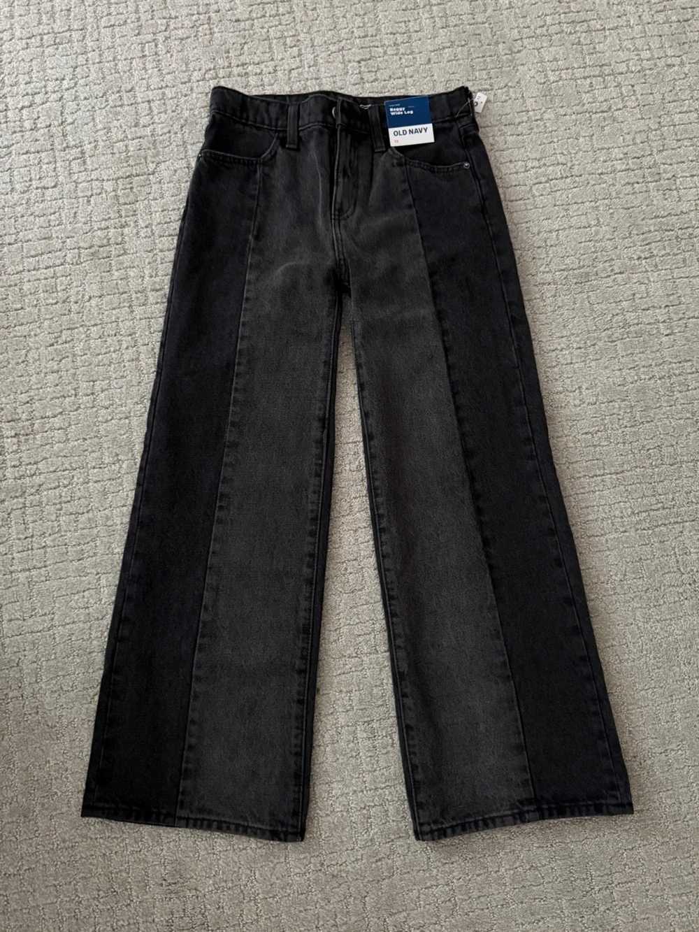 NWT Old Navy girls two tone baggy wide leg jeans, 12